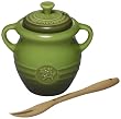 Le Creuset Stoneware Olive Jar with Wooden Fork, Sage Green