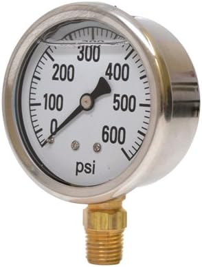 Valley Instrument 2 1/2in. Stainless Steel Glycerin Gauge - 0-600 PSI