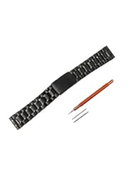 Watch: Ritche 22mm Stainless Steel Bracelet Watch Band Strap Straight End Solid Links Color Black - Ritche