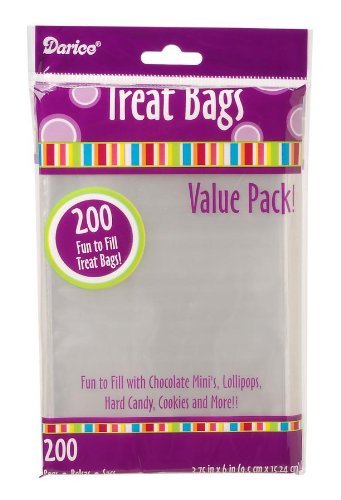 Darice 28-002V 3-3/4-Inch-by- 6-Inch Clear Treat Bag 2 pack totals 400-Pieces