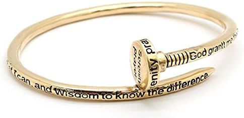 4031549 Nail Bangle Bracelet Serenity Prayer AA 12 Step God Grant Me Wire Designer Nail