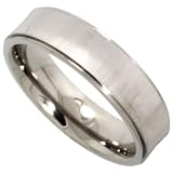 Titanium 6 mm  Slightly Concave Comfort Fit Wedding Band Ring, w/ Frosted Finish, Grooved and Polished Edges