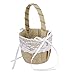 Angelduck Hand-crafted Rustic Burlap Lace Bow Wedding Flower Girl Basket