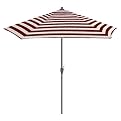 Outdoor Patio Red/White Round Crank Patio Umbrella - 9'