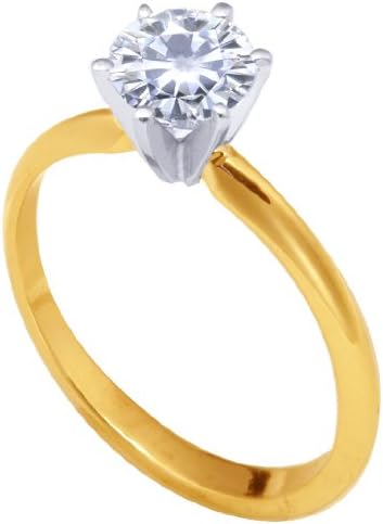 Stunning! 14k Yellow-gold 6.50mm (0.88CT Actual Weight, 1.00CT Diamond Equivalent Weight) Moissanite Solitaire 6-Prong Engagement Ring by Vicky K Designs - 5.0