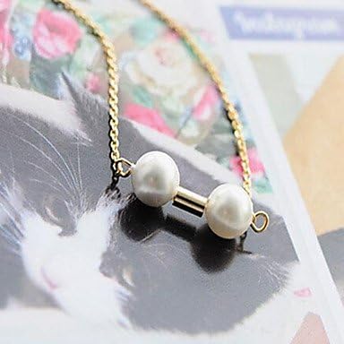 BST Pearl Dumbbel Alloy Choker Necklace(Gold,Silver,Rose Gold) (1 Pc)