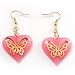 Pink Plastic Heart Drop Earrings