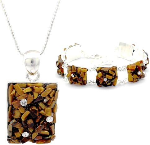 Natural Tiger's Eye Stone Bracelet & Necklace Set