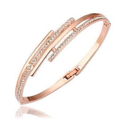 Women Fashion Jewelry Wholesale Fashion Women Girls Alloy Crystals Rose Gold Color Plated Bangle Bracelets