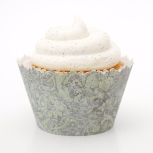 Fern Green Floral Fantasy Cupcake Wrapper - Set of 12 - Great for Bridal Showers & Engagement Celebrations