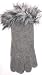 One Size Dark Grey Angora Wool Gloves Reinforced By Nylon Fiber Trimmed with Black White Marabou for Women and Teens