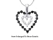 Genuine White Gold 0.68 Ctw. Black and White Diamond Hearts Pendant