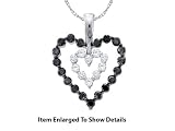 Genuine White Gold 0.68 Ctw. Black and White Diamond Hearts Pendant