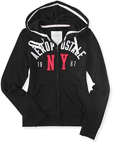Aeropostale Women's Aero Ny 1987 Full-Zip Hoodie M Black