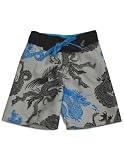 Charlie Rocket - Toddler Boys Dragon Swimsuit, Grey, Black