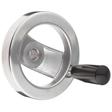 2 Spoked Polished Aluminum Dished Hand Wheel with Handle, 4" Diameter, 1/2" Hole Diameter, (Pack of 1)
