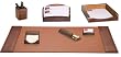 Brown Crocodile Embossed Genuine Top-grain Leather 7-piece Desk Accessory Set