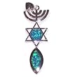 Messianic Seal with Opal stone - Style XIII - Sterling Silver (4.2 cm or 1.65" w/o loop ) - Comes with Silver box chain