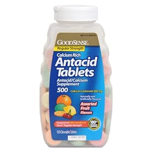 Good Sense Calcium Regular Strength Antacid Tablets, Assorted Fruit Flavored, 150 Count