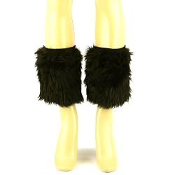 Winter Faux Fur Fuzzy Dance Ski Leg Warmer Short Boot Shoe Covers Elastic Black