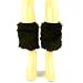 Winter Faux Fur Fuzzy Dance Ski Leg Warmer Short Boot Shoe Covers Elastic Black