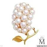 Mikimoto! Luxurious Brand New Brooch Super Clean F/VS Diamonds and 4.5-5.5mm Akoya Pearls Made of 18K Gold