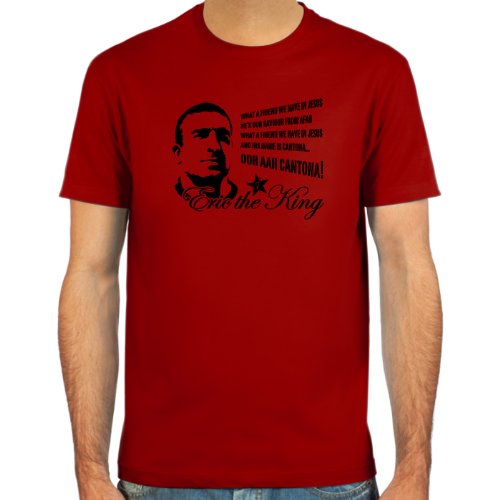 T-Shirt Eric Cantona ::: Farbauswahl: skyblue, sand, weiß oder deepred ::: Größen: S-XL ::: Fußball-Kult
