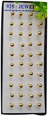 Surker 20 Pairs 4mm Cute Mini Grinding Ball Copper Stud Earring Plated With Gold BJ00099F