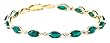 10k Yellow Gold Lab Created Emerald and Diamond Bracelet, 7.25"