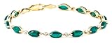 10k Yellow Gold Lab Created Emerald and Diamond Bracelet, 7.25