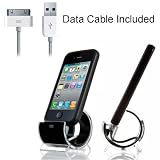 Sinjimoru Sync Stand Dock Cradle Holder with USB Cable for iPhone 4, 4S, 3G, 3GS, and iPod (BLACK)