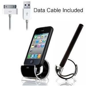 Sinjimoru Sync Stand Dock Cradle Holder with USB Cable for iPhone 4, 4S, 3G, 3GS, and iPod (BLACK)
