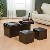 The Jameson Double Storage Ottoman with Tray Tables