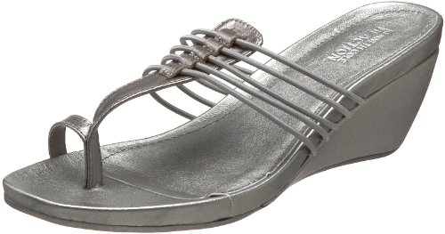 Kenneth Cole Reaction Women's Far Bright Low Wedge Sandal With Toe Thong,Pewter,10 M Us