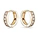 Bling Jewelry Gold Plated Small CZ Huggie Sterling Silver Hoop Earrings