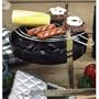 Portable Round Tabletop Cooking Grill with Adjustable Rack - 11.5" diameter