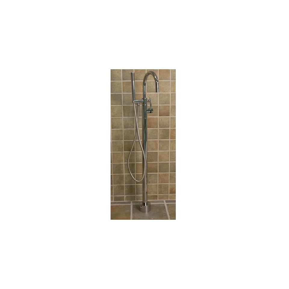 Freestanding Gooseneck Tub Faucet With Hand Sprayer Chrome On