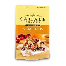 Sahale Snacks Glazed Nuts Almonds with Cranberries, Honey + Sea Salt, 4-Ounce Pouches (Pack of 6)