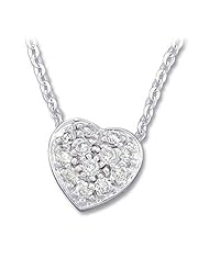 14K White Gold Diamond Heart Necklace - 0.16 Ct. -- LIFETIME WARRANTY