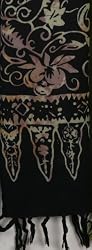 Rayon Batik Scarf - Black Floral, 10" X 66"