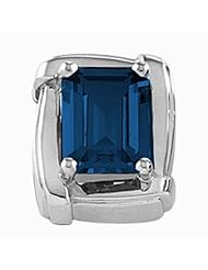 14K White Gold Emerald Cut Chatham Created Sapphire Pendant -- LIFETIME WARRANTY