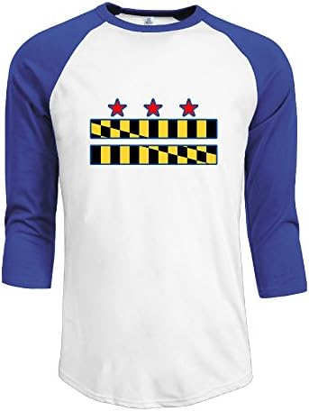Texhood Men's DC MD VA DMV Flag Customized 100% Cotton Three-Quarter Sleeve Raglan Tee Shirt RoyalBlue XXL
