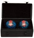 Good Unique Fun Birthday Gift Idea - 1.5" Chinese Cloisonne Health Balls w/ Shou Symbol in Fabric Case