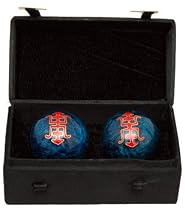 Good Unique Fun Birthday Gift Idea - 1.5" Chinese Cloisonne Health Balls w/ Shou Symbol in Fabric Case