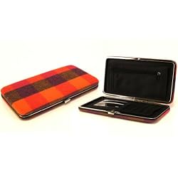 Ladies Wallet Clutch Business ID Card Case Plaid Orange