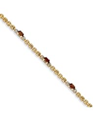 14k Gold Completed Fancy Diamond/Garnet Bracelet : Length 7 in