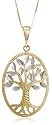 Two-Tone Gold Diamond-Cut Tree of Life Pendant, 18"