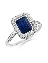 Emerald Cut Sapphire Round Diamond Vintage Ring