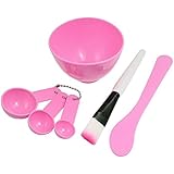 Facial Skin Care Mask Mixing Bowl Stick Brush Gauge Spoon Set Pink