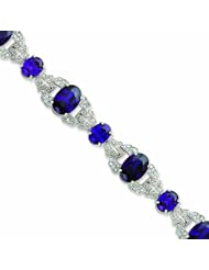 Genuine .925 Sterling Silver Purple & Clear Cz Vintage Style Bracelet . 100% Satisfaction Guaranteed.